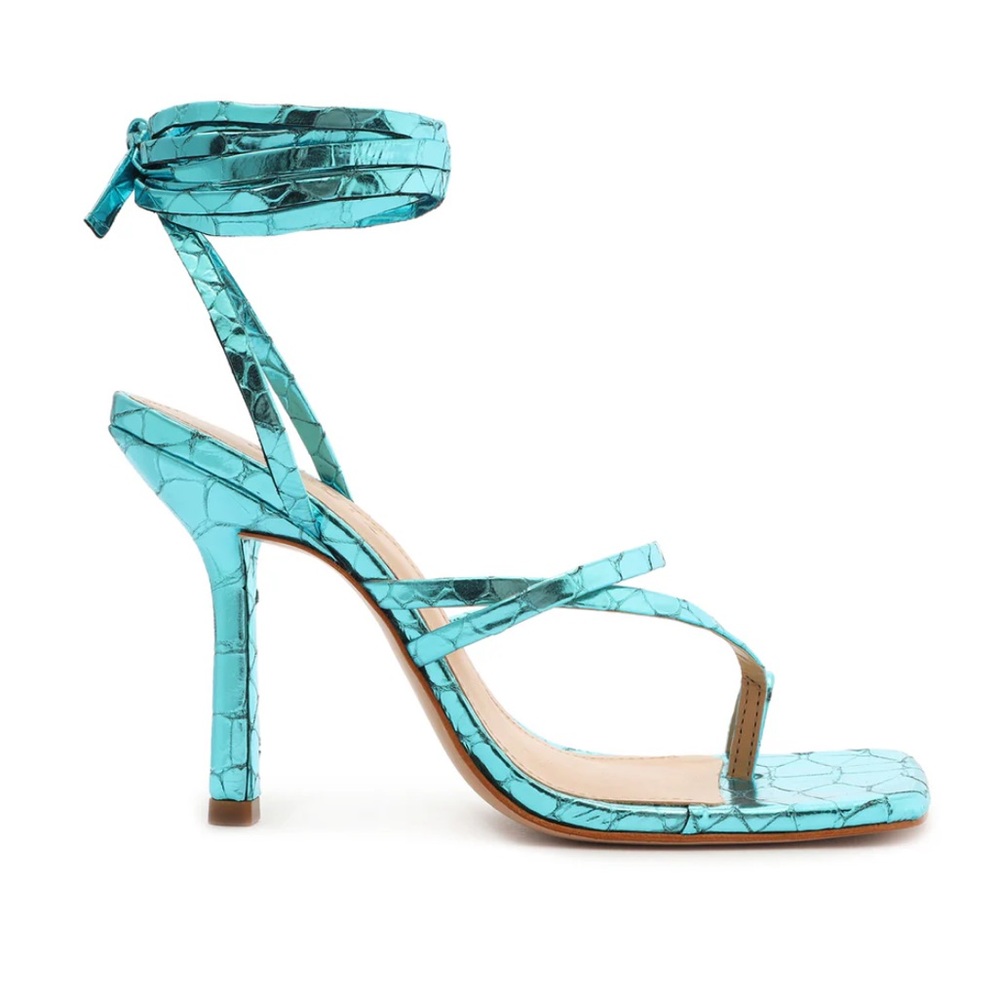 Schutz Lily Metallic Blue Sandal Heels